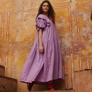 Lavender Floral Tiered Maxi Dress by